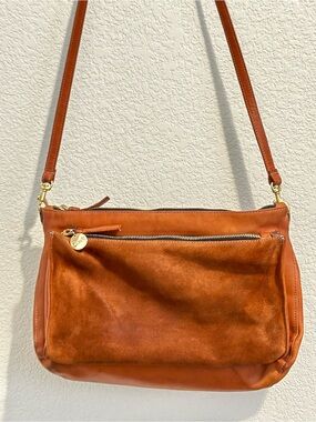 Clare V. Go see Suede & Leather Crossbody Bag in Cognac